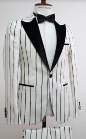   Mens White and Black Pinstripe