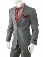 mensSolidGraySlimFitSuitVentOnlineDiscount