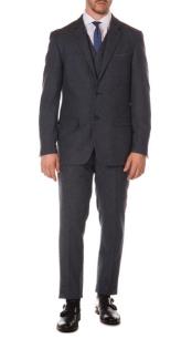 MensDesignerBrandYorkNavySlimFit3pcHerringboneSuit