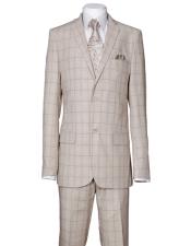  Mens Plaid Window Pane Pattern Suit