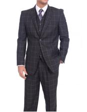 MensSuitSeparatesWoolBlack/BlueSuitByAlbertoNardoniBrand