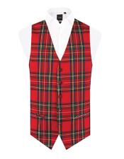  Red Tartan Vest Regular Fit 5 Button Waistcoat