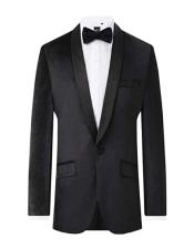  Mens Black Velvet 2 Piece Tuxedo