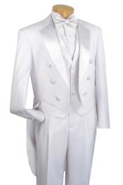 MensTailcoatWhiteTailTuxedoWithLapelledVestAvailablePeak