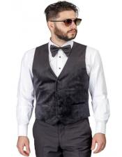 BlackSlimFitSuitsVelvetModernDressVestforMen