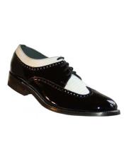 MensBlack-WhiteLeatherTwoTonedWingtip