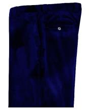 MensDarkNavyBlueVelvetPantsFlatFrontUnhemmedUnfinished