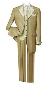  Mens Pinestripe Fashion Suit with Contrast