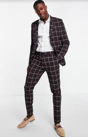  Black Plaid Suit - Black and