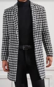  Mens Plaid Overcoat - Houndstooth Checker