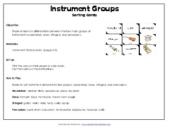 Instrument Group Sort Music Worksheet