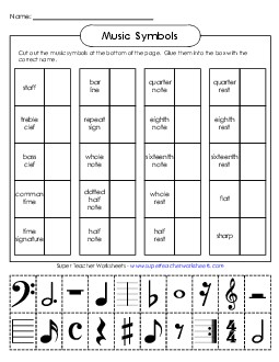 Music Cut-and-Glue (Advanced) Free Worksheet