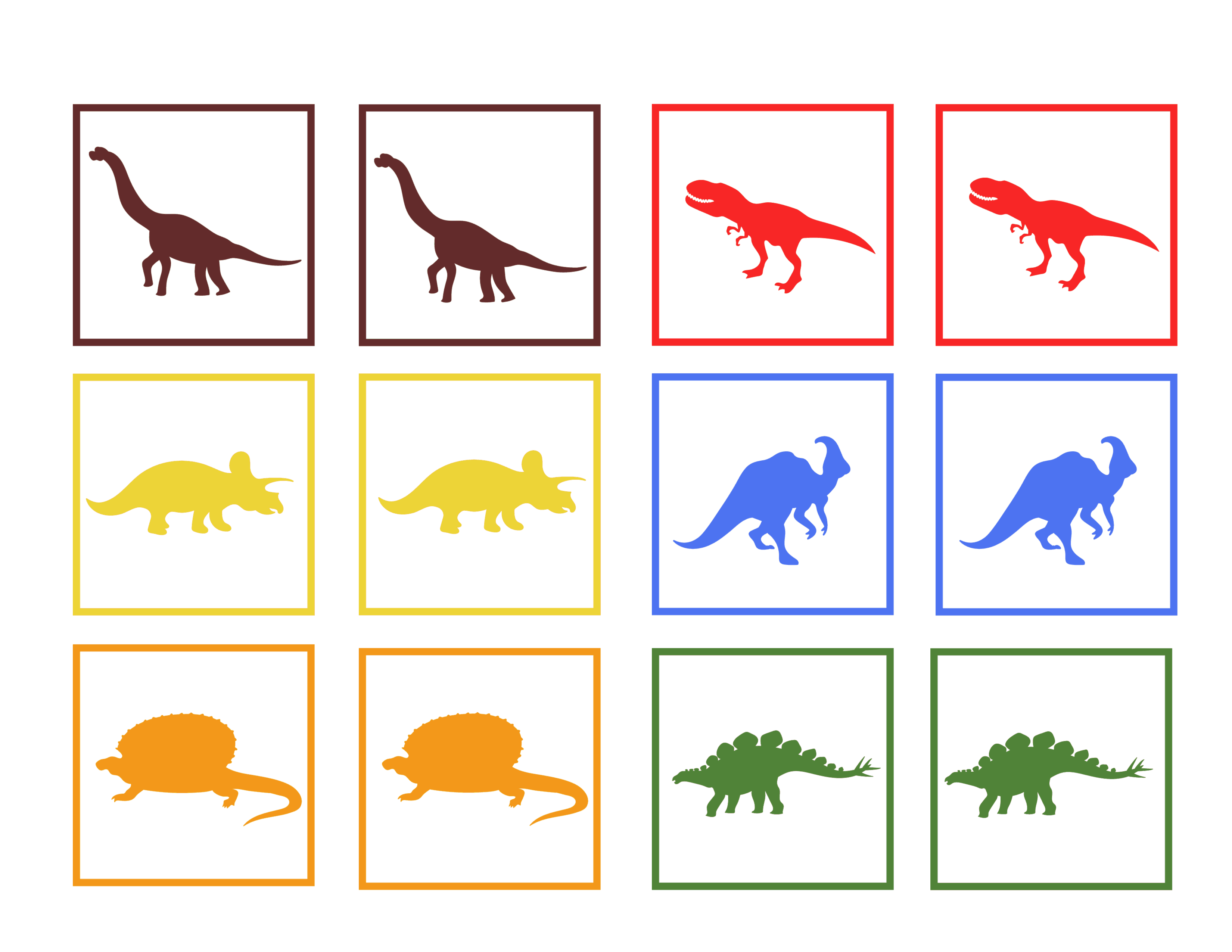 Dinosaur Matching Game Printable