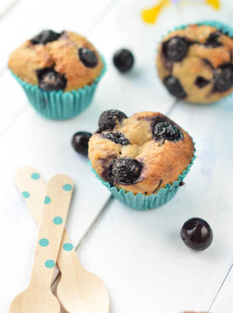 Whole Wheat Banana Blueberry Muffins