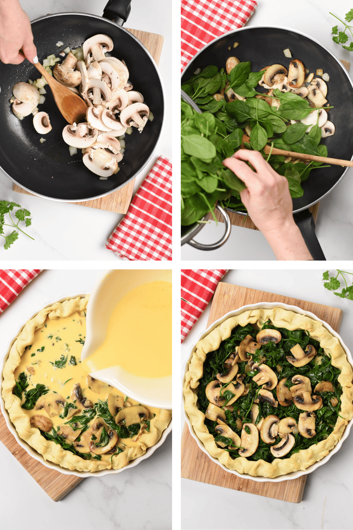 Step-by-step instructions on Making the Florentine Quiche filling