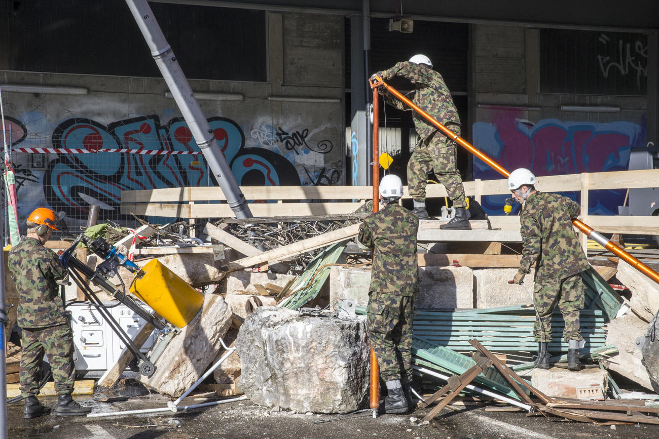 Soldiers doing construction work