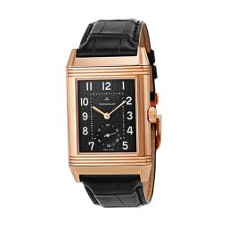 Jaeger LeCoultre Grande Reverso Black Dial 18kt Rose Gold Black Alligator Leather Q3732470