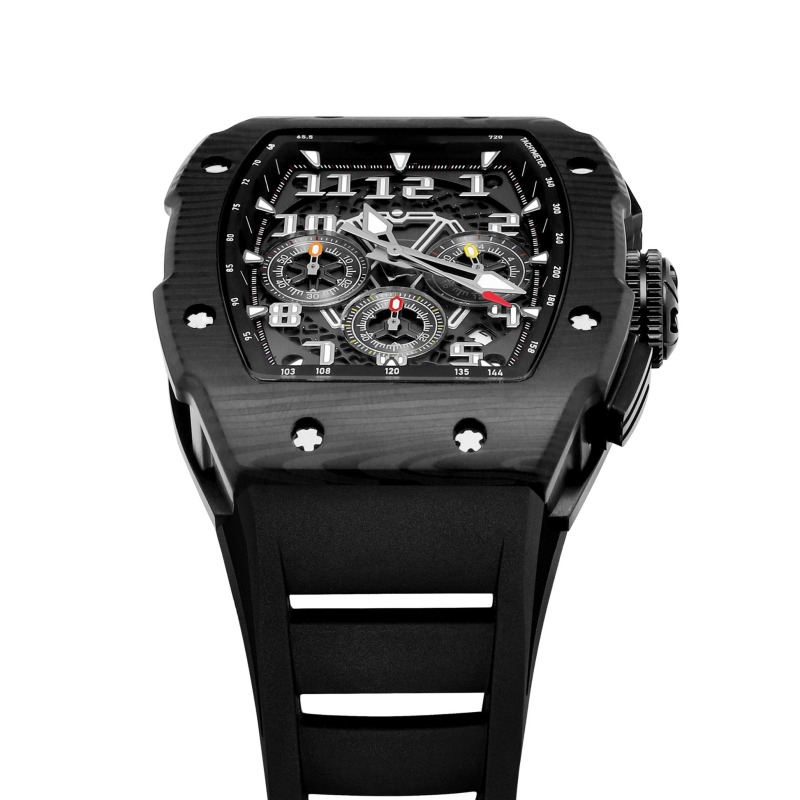 CMW-8045 Mens Skeleton Machine Automatic Black Watch Custom Logo