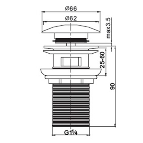 Tapis /Aifel: Push Open Slotted Basin Waste: 1.25in #A43-0