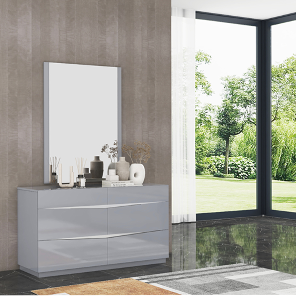 Dresser; (145.5x48x79.5)cm + Mirror; (100x120x2.0)cm, Grey