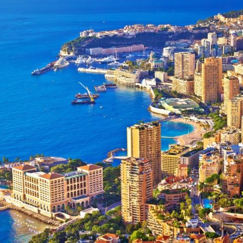 Aerial view of Monaco and its buildings