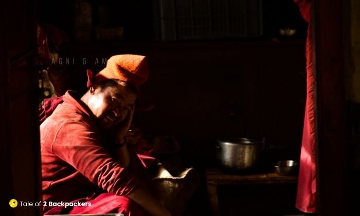 A monk at Phugtal Monastery Zanskar