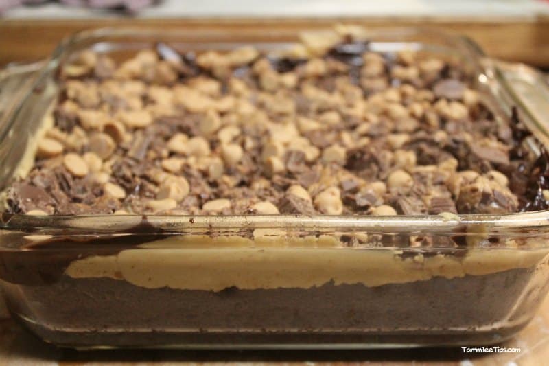 peanut butter brownies in a baking dish