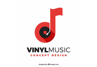 دانلود وکتور Music logo with note and vinyl