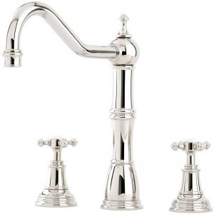 Perrin & Rowe Alsace 3 Hole Sink Mixer Crosshead Handles Chrome