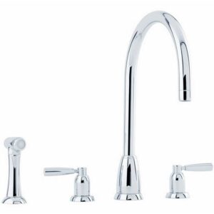 Perrin & Rowe Callisto 3 Hole C Spout Sink Mixer & Spray Chrome