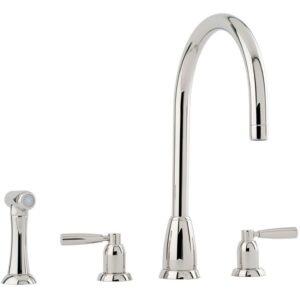 Perrin & Rowe Callisto 3 Hole C Spout Sink Mixer & Spray Nickel