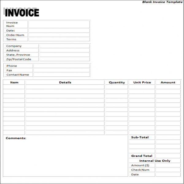 Blank Invoice Paper – task list templates