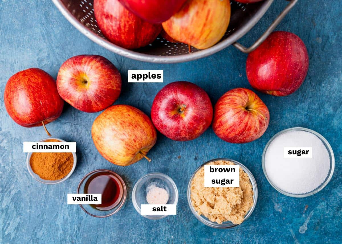 ingredients for apple butter on a table