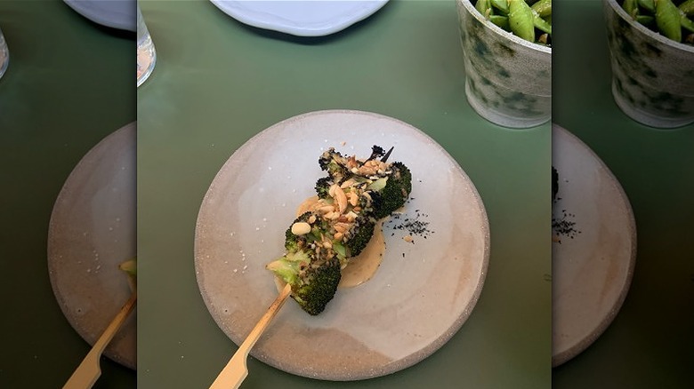 Seared broccoli skewer