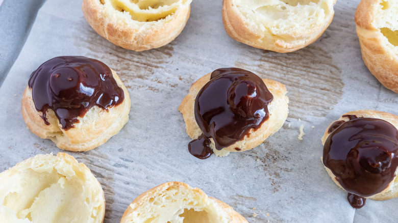 cream puffs dipped in chocolate