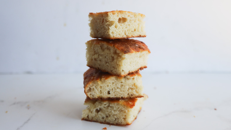 Stack of homemade focaccia