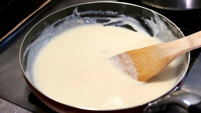 béchamel sauce in pan