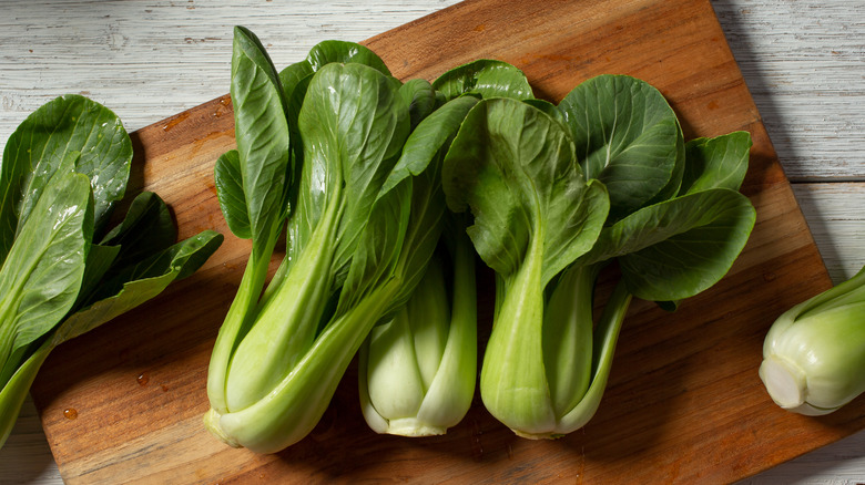 Bok choy on cutting board 