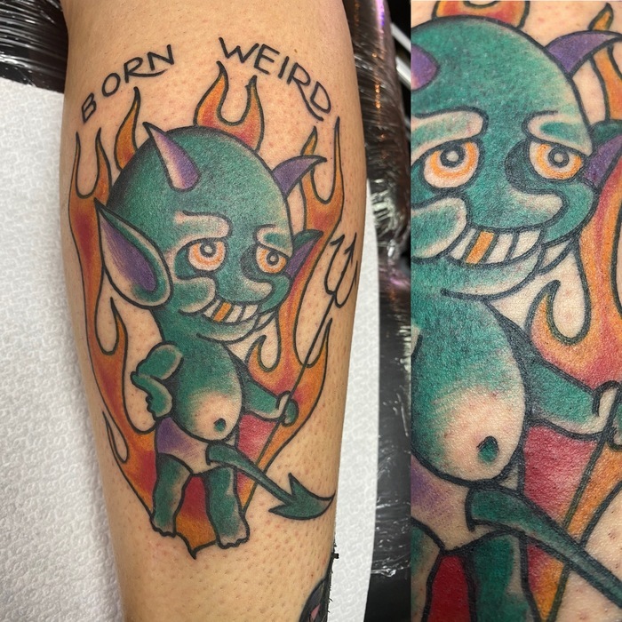 Born Weird Tattoo  Done by tattoosbyjuicy    bornweirdtattoo  bornweirdtattooboise boisetattoo idahotattoo liontattoo floraltattoo  thightattoo blackandgreytattoo  Facebook