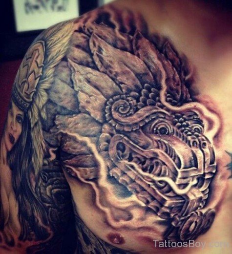 Aztec Tattoo On Chest1-TB1208