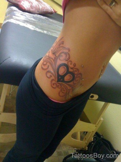 Feminine Heart Tattoo On Waist-TB1040