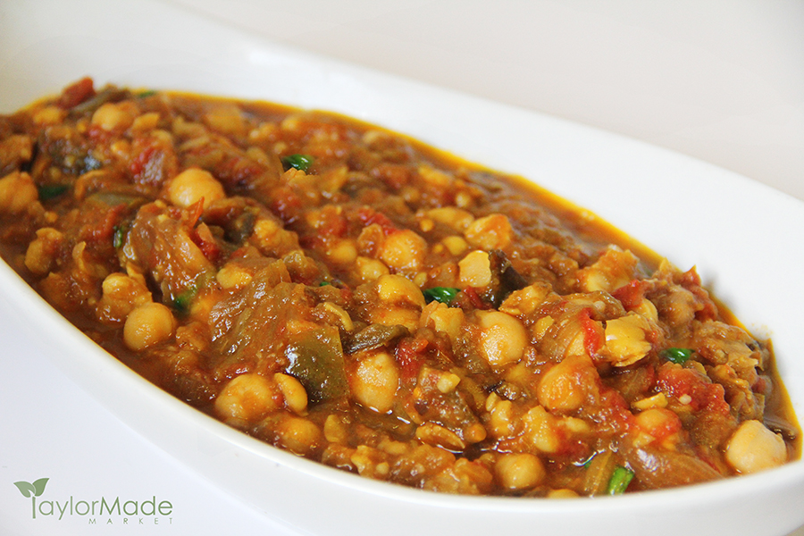 Eggplant tomato & chickpea curry