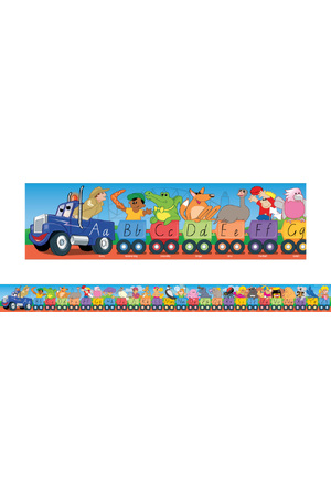 Aussie Alphabet Road Train (Victorian Cursive Font) Large Self Adhesive Repositional Border