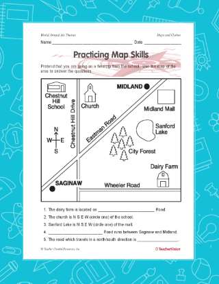 Practicing Map Skills Printable Geography 2nd 4th Grade