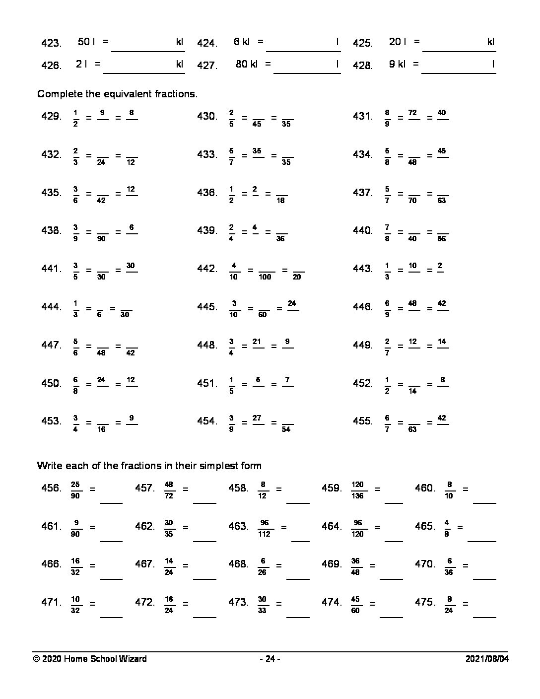 Revision Practice Worksheet 5 Grade