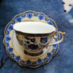 Vintage Tea Cup and Saucer Set Porcelain Blue White photo review