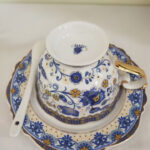 Vintage Tea Cup and Saucer Set Porcelain Blue White photo review