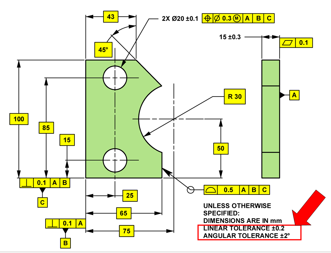 Tolerances CAD Drawing