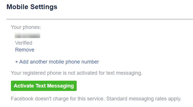 facebook sms