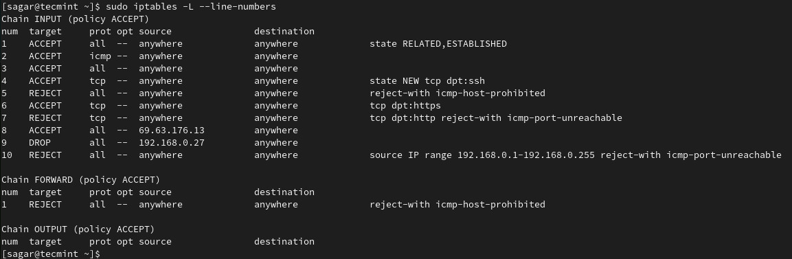 List IPTables Rules